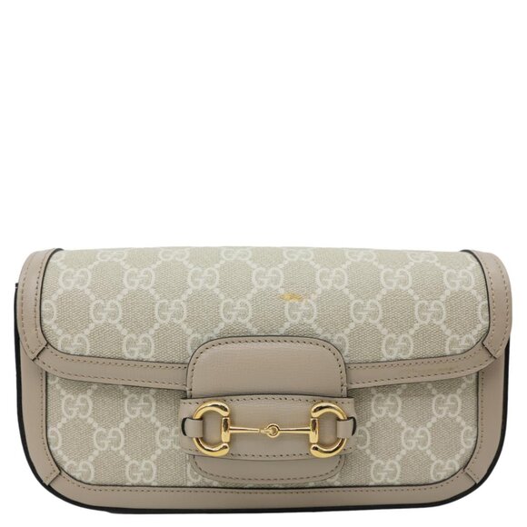 Gucci Horsebit 1955 Small GG Supreme Canvas Shoulder Bag Beige 735178 - Picture 4 of 16